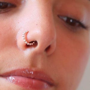 Silver Nose Ring Hoop, 22G Nose Rings, Gold Nose Hoop, Nose Cuff, Helix Earring Hoop, Cartilage Hoop, Rook Piercing Jewelry Gift for Her