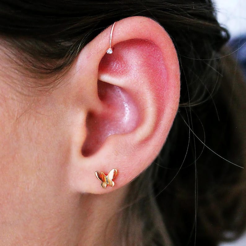 Butterfly Stud Earrings, Rose Gold Earrings, Tiny Earrings, Minimalist Earrings image 1