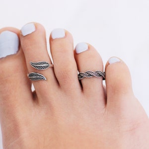 Braided Toe Ring, Bohemian Toe Rings, Sterling Silver Toe Ring, Adjustable Toe Ring, Toe Rings for Women image 4