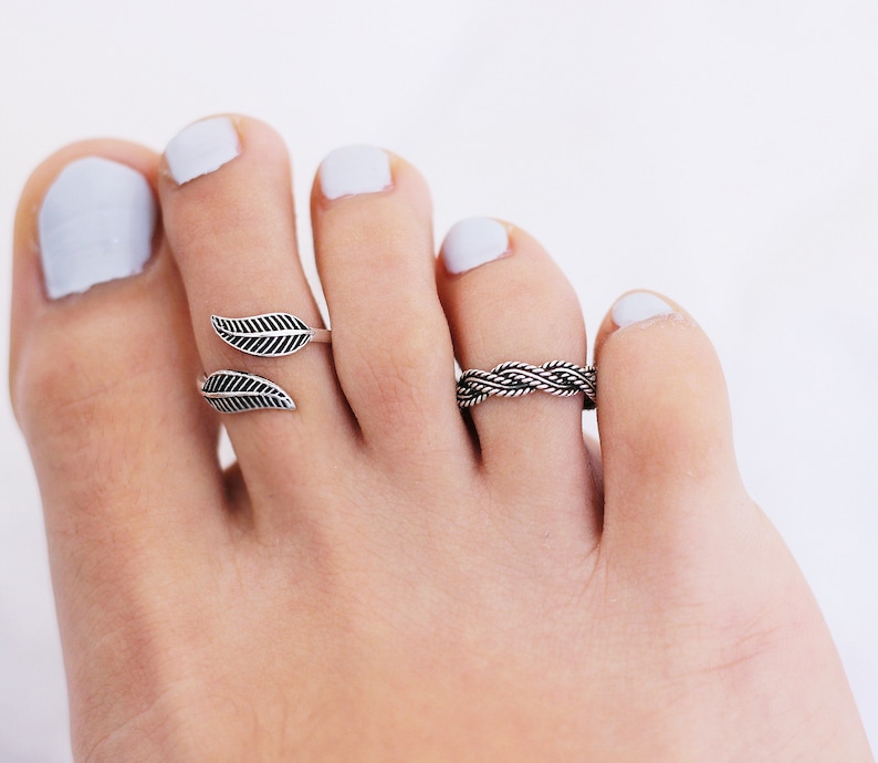 Leafs Dainty Toe Ring, Sterling Silver Toe Ring, Adjustable Toe Ring, Toe Rings for Women image 5