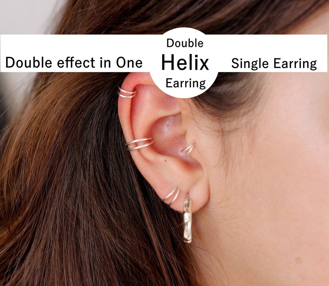 Double Hoop Helix Earring Silver