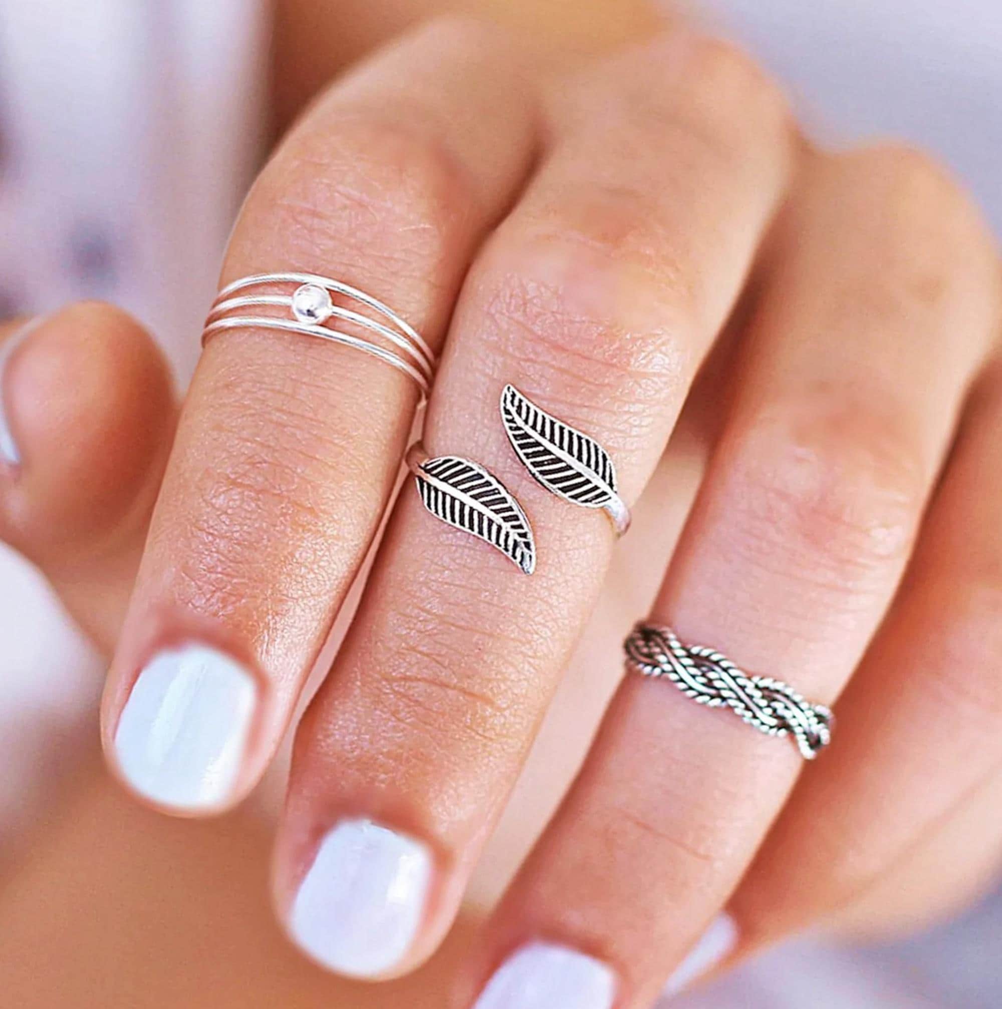 ファッションリングまとめ売り Sterling Silver Small Petite Stacking Midi Gem Stone Ring