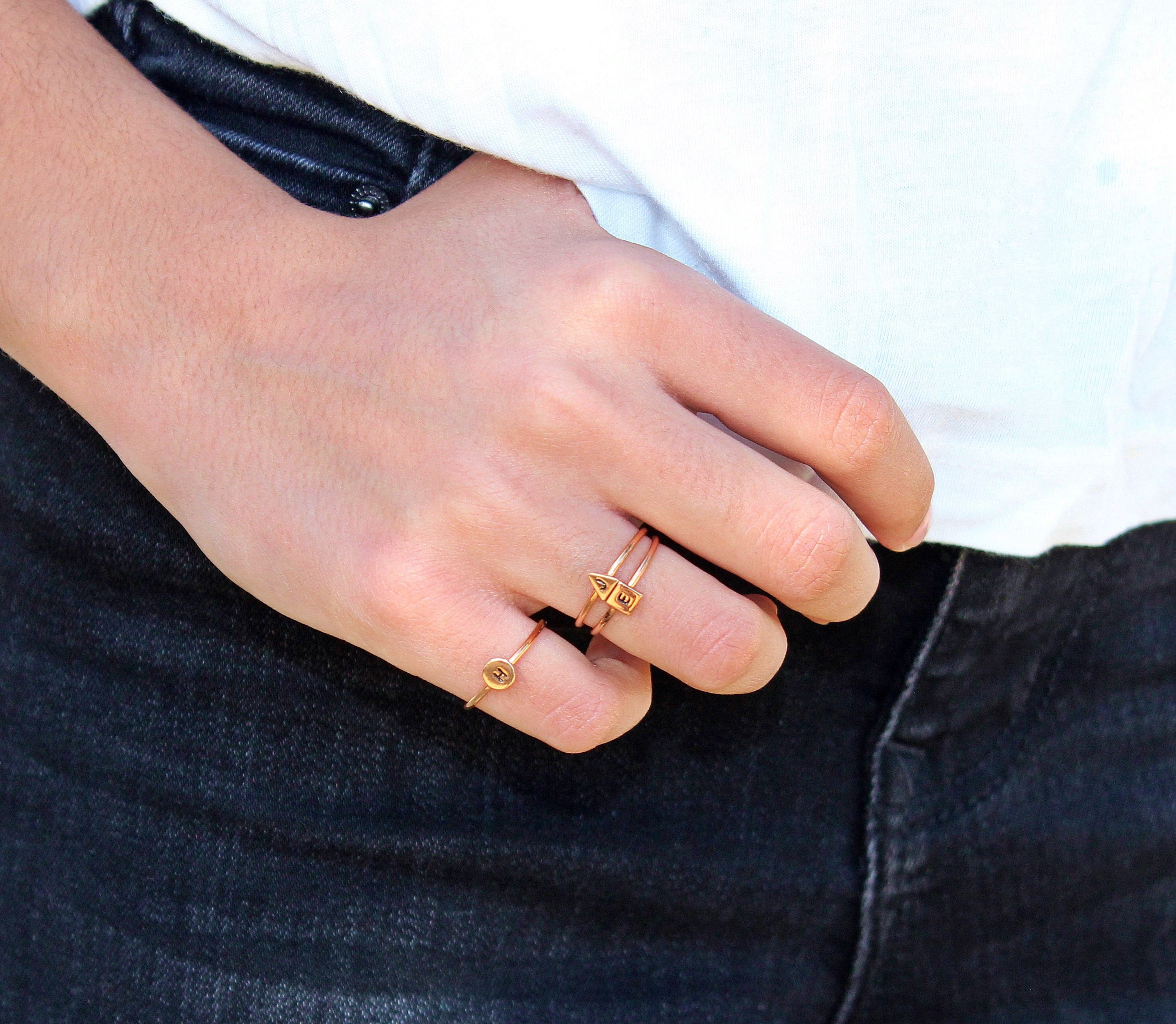 Pinky Ring for Women Custom Initial Ring Rose Gold Etsy