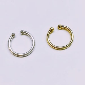 Sterling Silver Fake Septum Ring, Fake Piercing, Gold Faux Septum Ring, Comfortable Fake Septum Piercing, Septum Ring No Piercing Needed image 5