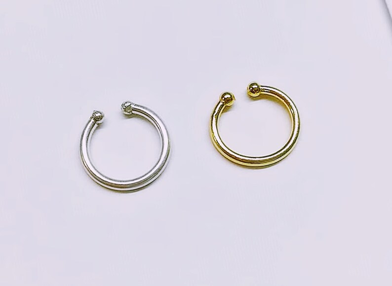 Sterling Silver Fake Septum Ring, Fake Piercing, Gold Faux Septum Ring, Comfortable Fake Septum Piercing, Septum Ring No Piercing Needed image 5