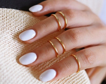 5 Gold Knuckle Rings - Gold Ring Set -  Gold Stacking Rings - Above the Knuckle Ring - Midi Rings - Gold Ring Set of 5 by Tiny Box