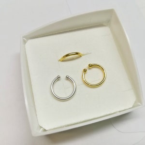 Sterling Silver Fake Septum Ring, Fake Piercing, Gold Faux Septum Ring, Comfortable Fake Septum Piercing, Septum Ring No Piercing Needed image 10