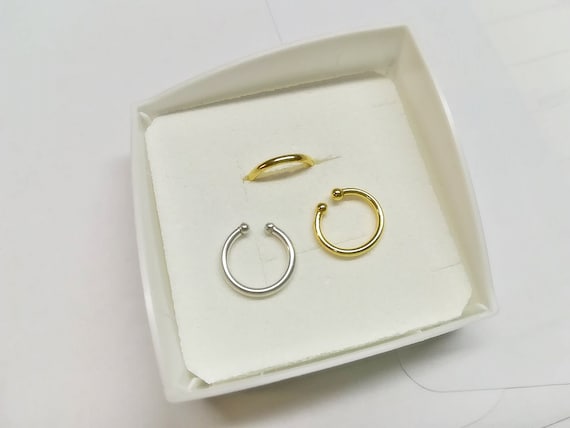 15 Anelli Finti Per Naso E Labbra - Acciaio Inossidabile | Piercing Falso Senza Foro | 5 Stili - Foto 2