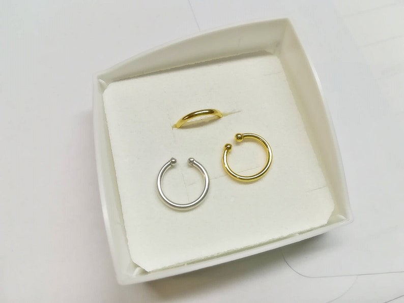 Sterling Silver Fake Septum Ring, Fake Piercing, Gold Faux Septum Ring, Comfortable Fake Septum Piercing, Septum Ring No Piercing Needed image 10