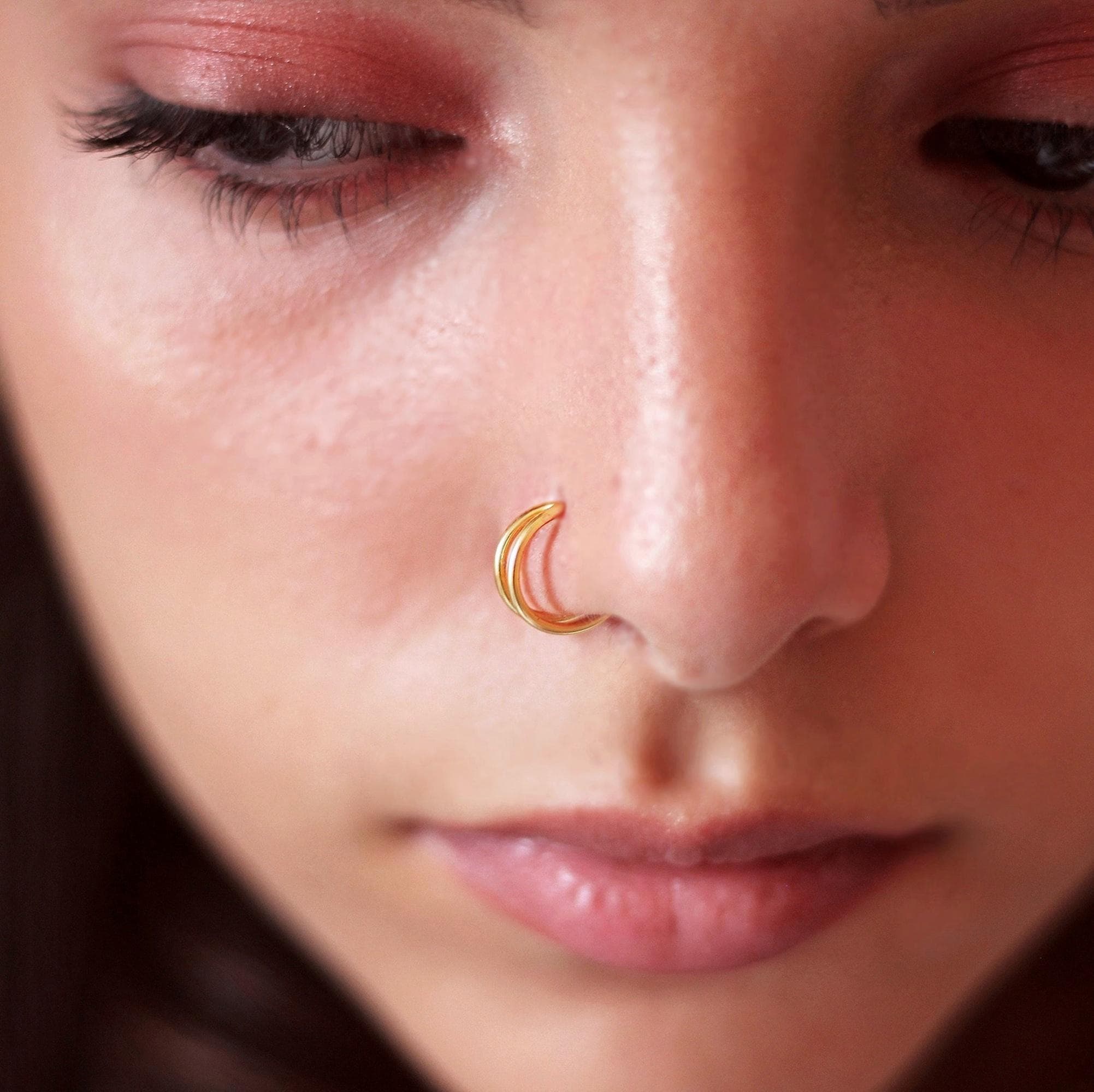 Lot De 5 Anneaux De Nez Double En Acier Inoxydable - Piercing Narine Spirale