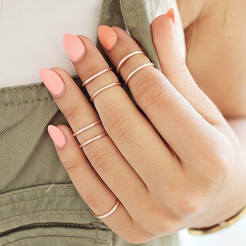 Solid 14k Rose Gold Beaded Knuckle Ring - Mid Finger Ring, Size 7.5, Handmade In USA, Deluxe Gift Box - View #9