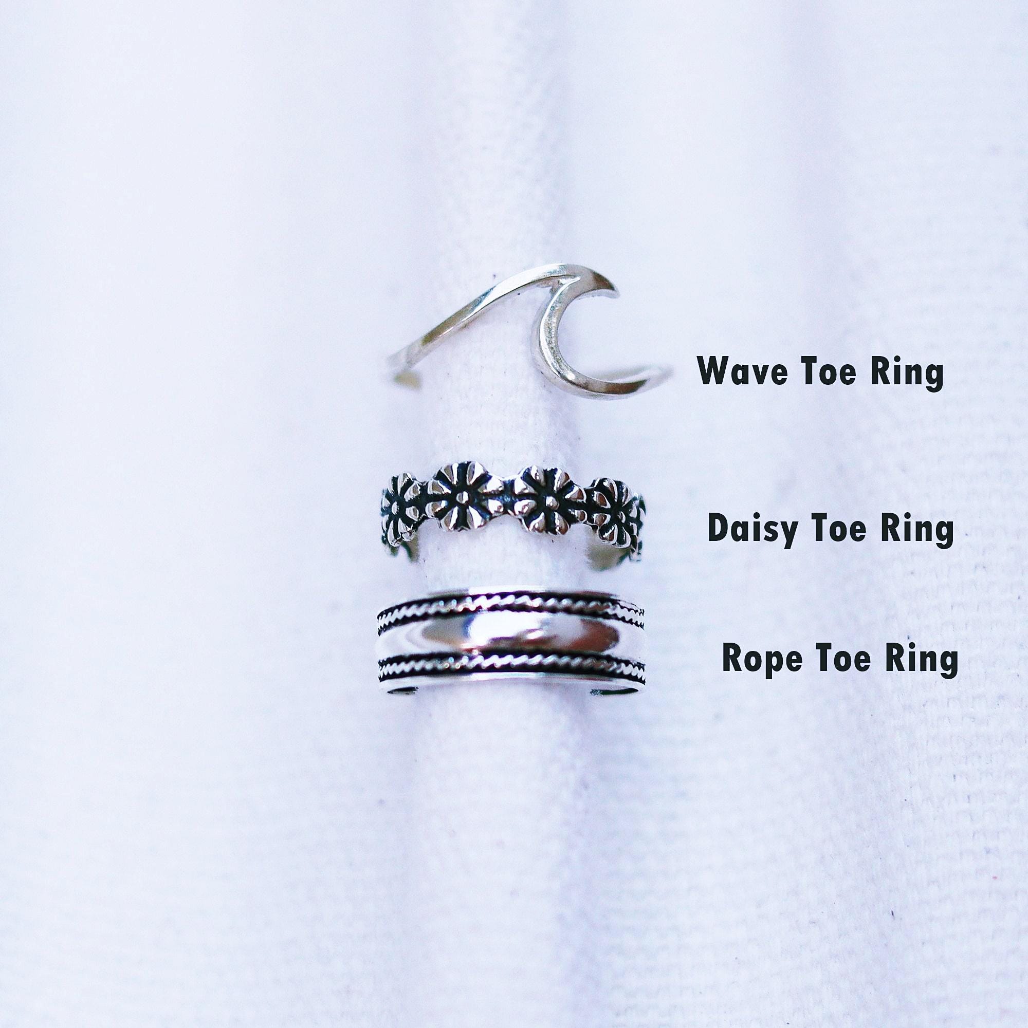 MILACOLATO 3-Piece Sterling Silver Toe Ring Set - 18K White Gold Plated With Turquoise CZ