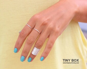 15 Silver Above Knuckle Ring - Knuckle Ring - Dunne glimmende ringen - 15 Stapelen Midi Ring