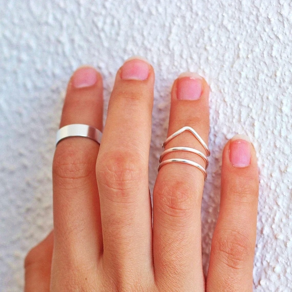 Silver Knuckle Ring Set of 4 Above the Knuckle Rings
