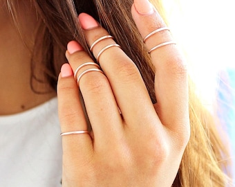 7 Midi Ring - Rose Gold Knuckle Ring - Silver Rings - Gold Ring - Rose Gold Ring - Stacking Ring Set - Personalized Ring