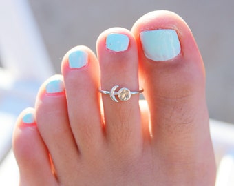 Moon Toe Ring, Sterling Silver Toe Rings for Women, Sterling Silver Toe Ring, Adjustable Toe Ring