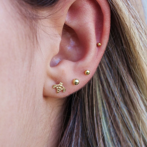 Rose gold bumble bee sales earrings