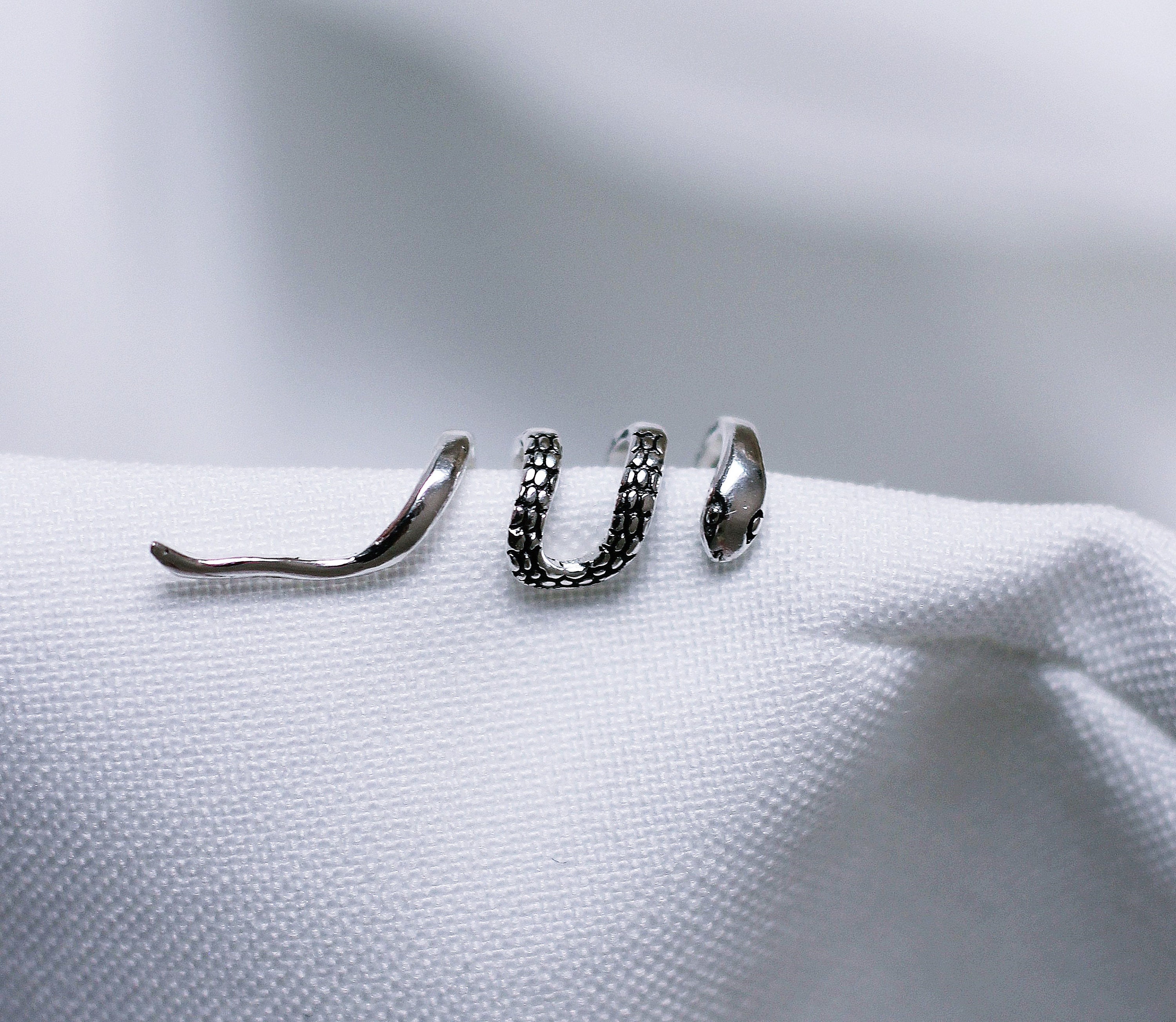 Textured snake skin hammered ear cuff jewelry • Sterling silver earrin -  Hand Stamped Trinkets