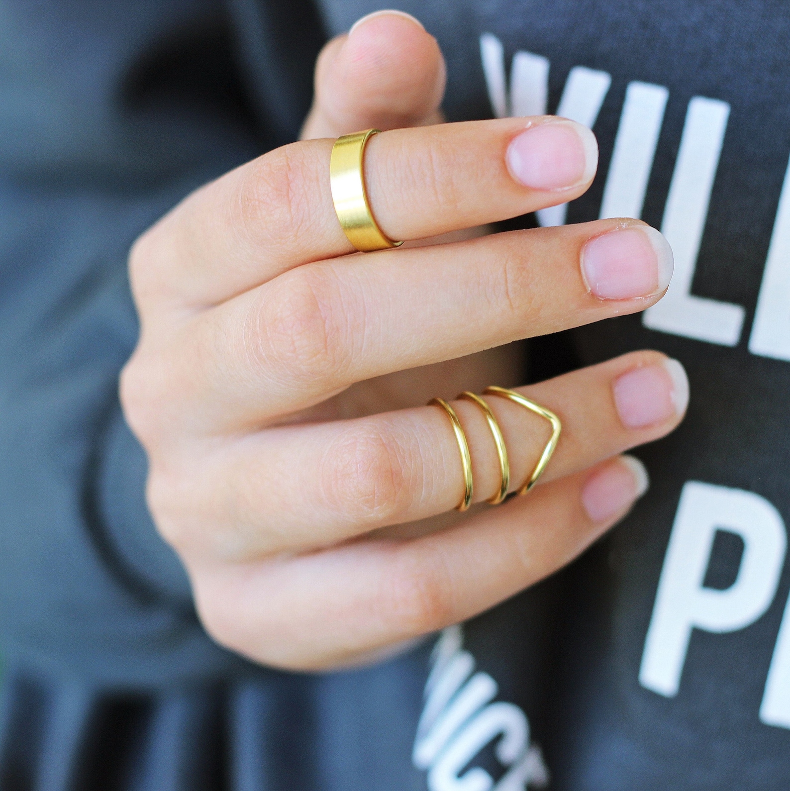 Silver Knuckle Ring Set of 4 Above the Knuckle Rings Stacking Etsy