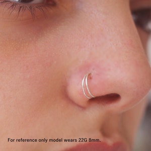 Double Nose Ring for Single Piercing Gold Nose Ring Hoop image 8