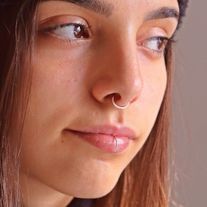 Sterling Silver Fake Septum Ring, Fake Piercing, Gold Faux Septum Ring, Comfortable Fake Septum Piercing, Septum Ring No Piercing Needed image 7