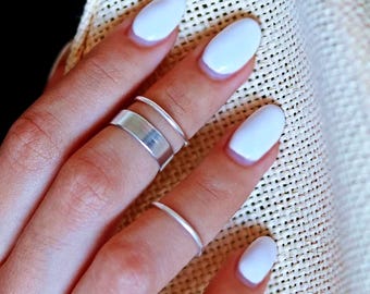 Silver Knuckle Ring Set of 3 Above the Knuckle Rings, Stacking  Midi Ring, Rings,  Mid Knuckle Ring