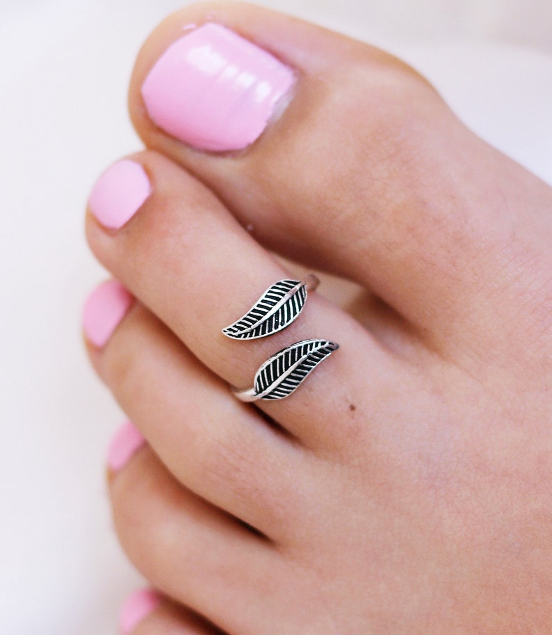 Leafs Dainty Toe Ring, Sterling Silver Toe Ring, Adjustable Toe Ring, Toe Rings for Women image 9