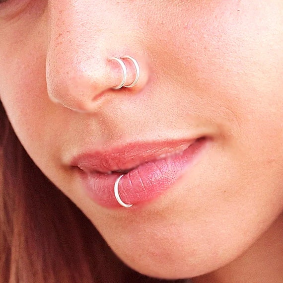 Catena Dal Naso All'orecchio, Anello Al Naso Finto, Gioielli Per Il Corpo, Gioielli Per Festival, Tribali, Burning Man, Catena Per Il Viso, Polsino Per Il Naso, Polsino Per Le Labbra, Gioielli Per - Foto 5