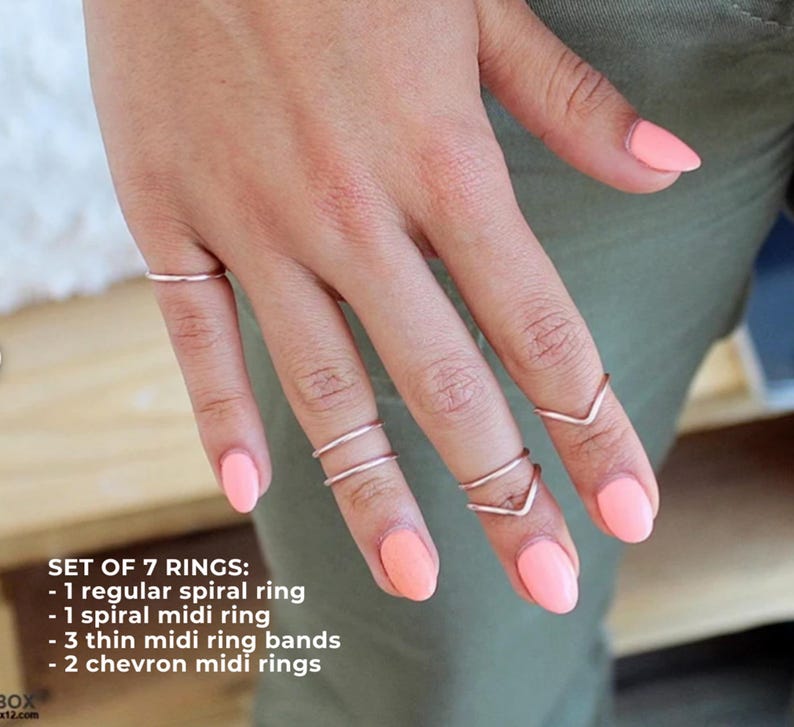 The Rose Gold Ring Set, Rose Gold Stacking Rings, Rose Gold Midi Ring, Gold Stacking Rings, Stacking Ring Set,Silver Stack Rings, Stack Ring image 6