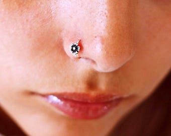 Blume Nase Ring, Nase Hoop, Gold Nase Ring Hoop, Nase Piercing, Nase Schmuck, Dünne Nase Ring, Rose Gold Nasenring, Geschenk für sie