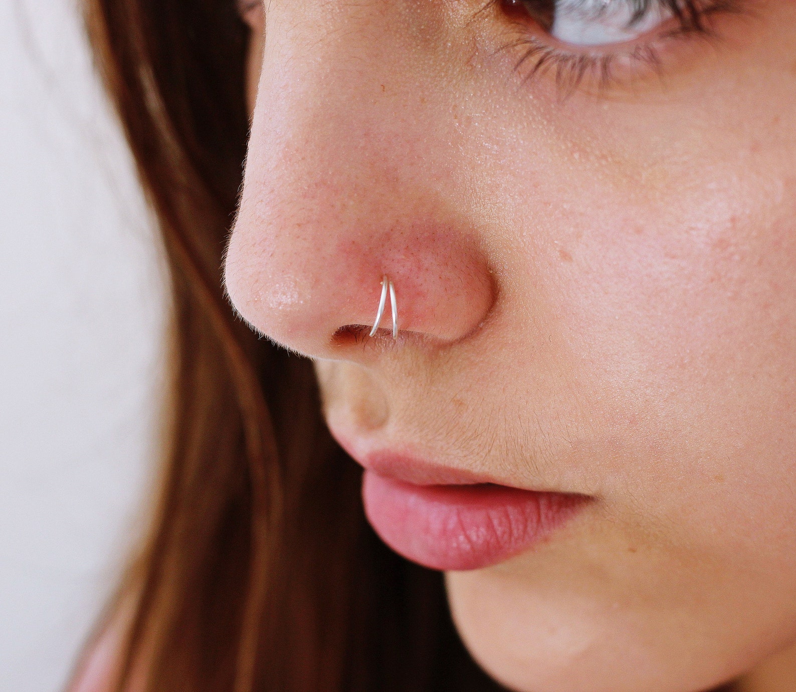 Double Nose Ring for Single Piercing Gold Nose Ring Hoop Etsy