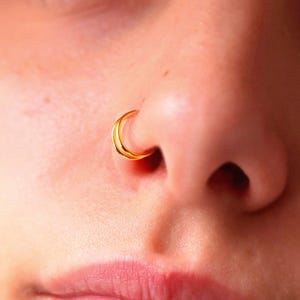 Double Hoop Nose Ring, Gold Nose Ring Hoop, Sterling Silver Nose Rings, Nose Piercing,  Nose Hoop for single Piercing Helix Conch
