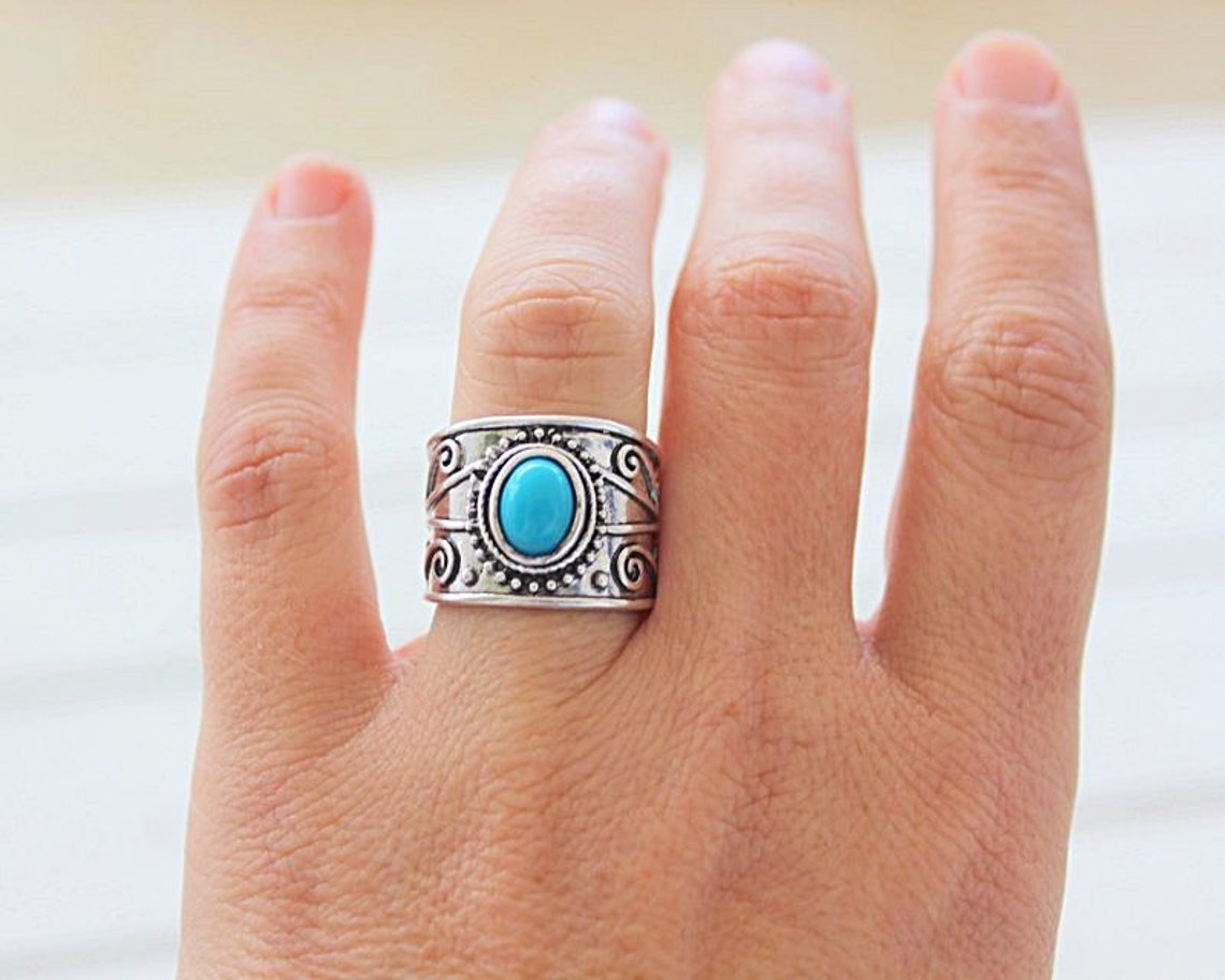 Big Bold Statement Ring Turquoise Ring Boho Ring Etsy