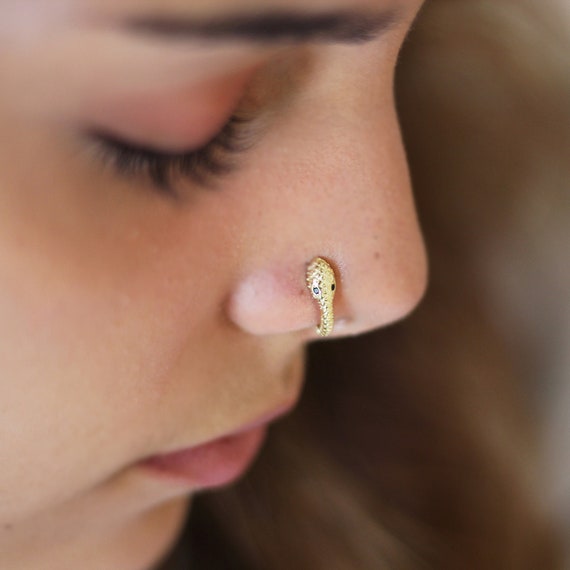 Gold Nose Ring Snake Nose Ring Hoop 18g 20g 22g Sterling - Etsy Norway