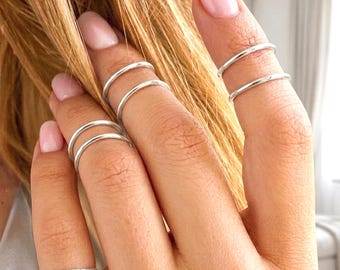 7 Midi-Ringe, Knuckle-Ring-Set, Rose Gold Stapelringe, Ober Knuckle Ringe, Rose Gold Knuckle Ring-Set, 7 Midi-Ringe, Mutter Geschenk