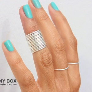 15 Silver Above Knuckle Ring Knuckle Ring Thin Shiny Rings 15 Stacking Midi Ring image 2