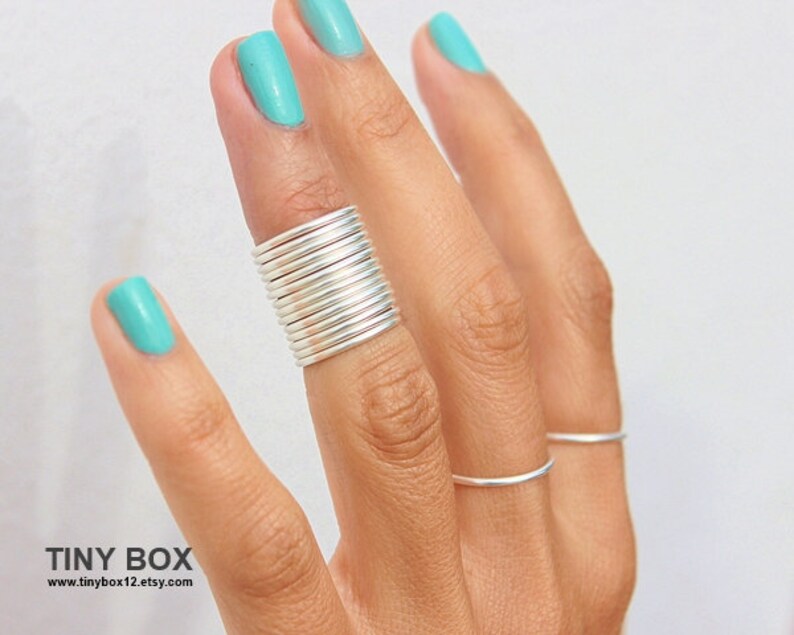 15 Silver Above Knuckle Ring Knuckle Ring Thin Shiny Rings 15 Stacking Midi Ring image 2