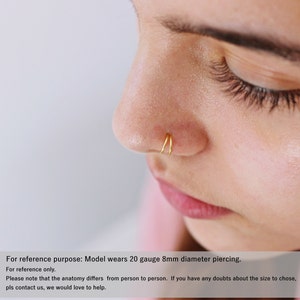 Double Nose Ring for Single Piercing Gold Nose Ring Hoop image 2