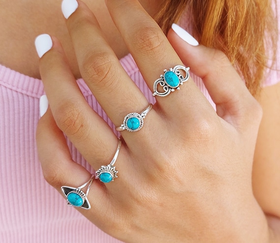 Turquoise Ring, Sterling Silver Boho Ring, Statement Ring, Boho Jewelry,  Native Ring, Rings for Women - Etsy