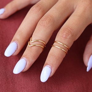 4 Gold Knuckle Ring Set, über den Knöchel Ringe, Stapel Midi Ring, Ringe, Mid Knuckle Ring, Gold Ring, Gold Stapel Ringe, Einfache Ringe Bild 9