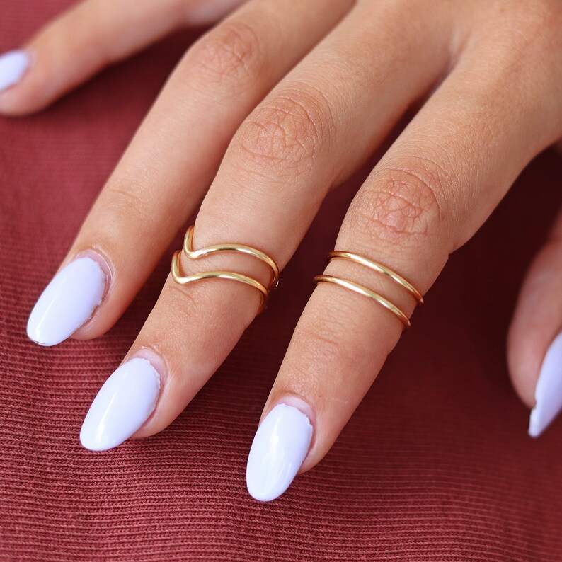 4 Gold Knuckle Ring Set, über den Knöchel Ringe, Stapel Midi Ring, Ringe, Mid Knuckle Ring, Gold Ring, Gold Stapel Ringe, Einfache Ringe Bild 9