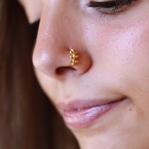 Branches Nose Ring, Gold Nose Ring Hoop, Sterling Silver Nose Hoop, Rose Gold Nose Ring, Nostril Jewelry, Dainty Nose Piercing, Gift for Her