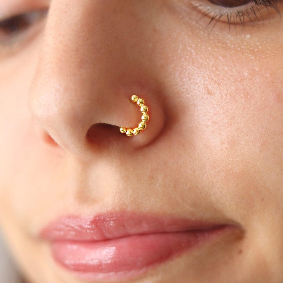 COCHARM Anello Da Naso In Oro 14 Carati – Doppio Cerchio Daith/Orecchini A Cerchio, 16 Gauge (1,2 Mm), Diametri 8/10/12 Mm, Oro Giallo Massiccio - 5