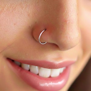 Neusring Zilver of Goud, Sterling Silver Nose Hoop, Septum Ring, Minimalistische Neuspiercing, Cadeau Sieraden Vrouw