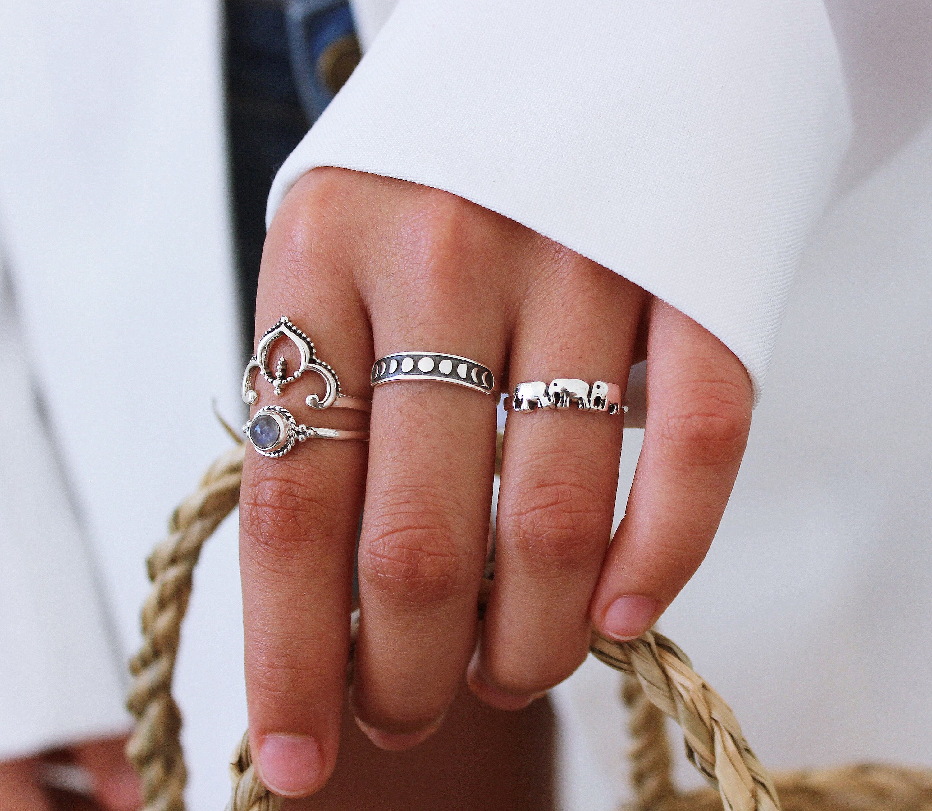 Moon Pinky Ring, Sterling Silver Ring, Boho Ring, Pinky Rings for 