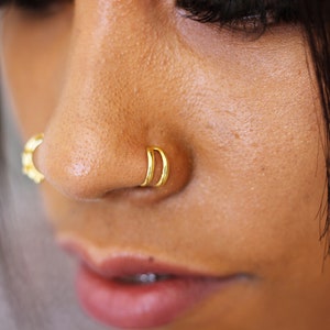 Fake Double Nose Ring, Fake Nose Ring, Nose Cuff no Piercing , Nosecuff, Fake Double Ring for Non Pierced Nose