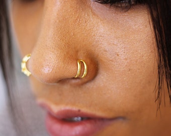 Fake Double Nose Ring, Fake Nose Ring, Nose Cuff no Piercing , Nosecuff, Fake Double Ring for Non Pierced Nose