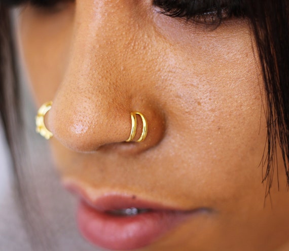 Fake Double Nose Ring, Fake Nose Ring, Nose Cuff No Piercing , Nosecuff,  Fake Double Ring for Non Pierced Nose 