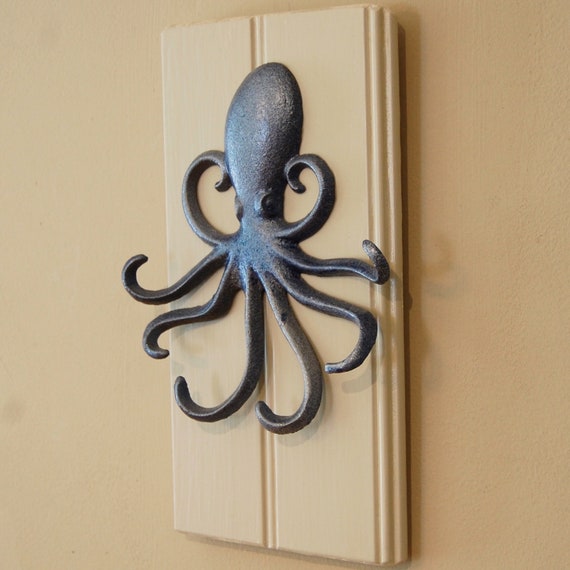 Octopus Wall Hooks Wall Hanging in Silver/blue on Cream Wall Key Holder,  Key Ring Rack, Jewelry Hooks Ready to Ship Christmas Gift -  Canada