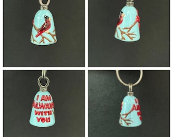 Cardinal Hand Painted Guardian Bell – Good Luck Charm for Motorcycles, Biker Gift, Protective Keychain - Cardinal - MB-8575